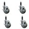 Service Caster 4'' SS Gray Poly Swivel 1'' Expanding Stem Caster Set with Brake, 4PK SCC-SSEX20S414-PPUB-TLB-1-4 - alternate 1
